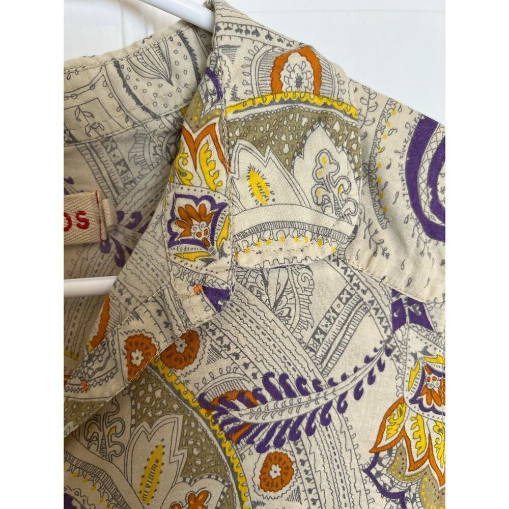 Richards Floral Paisley Button Down Tie Sleeve Geometric Print Women's 1 S/M - Picture 5 of 10